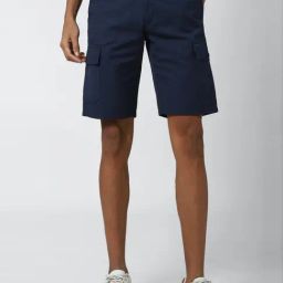 Peter England Navy Cotton Regular Fit Cargo Shorts-picture-21