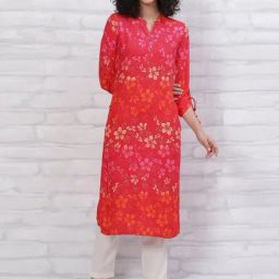 Rangriti Red Printed Straight Kurta-image-19