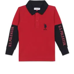 U.S. Polo Assn. Kids Red Logo Print Polo T-Shirt-picture-26