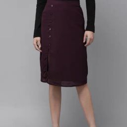 Rare Purple A-Line Midi Skirt-image-3
