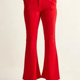 Cover Story Red Regular Fit Mid Rise Trousers-image-18