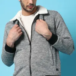 Campus Sutra Grey Cotton Regular Fit Jacket-image-12