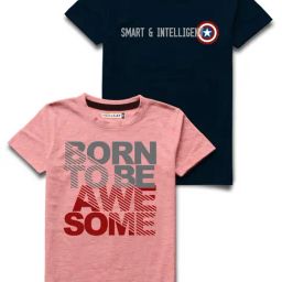 HELLCAT Navy & Pink Graphic Print T-Shirt (Pack Of 2)-image-98