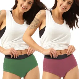 Freecultr Green & Maroon Hipster Panty - Pack of 2-image-38