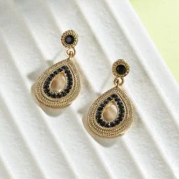 Accessorize London Blue Pave Teardrop Dangler Earrings-image-47