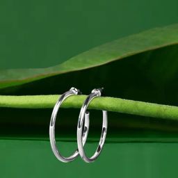 Accessorize London Silver Medium Tube Hoop Earrings-40