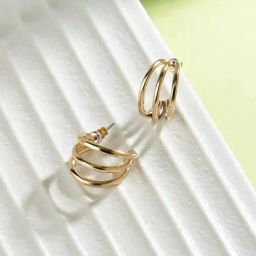 Accessorize London Gold Multi Hoop Earrings-picture-6