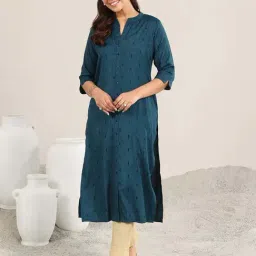 Libas Teal woven Kurta-image-71