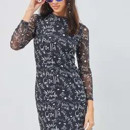 Bewakoof Black Slim Fit Printed Dress-picture-20