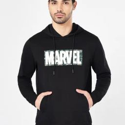 Sf Jeans By Pantaloons Black Cotton Regular Fit Printed Hooded Sweatshirt-picture-17