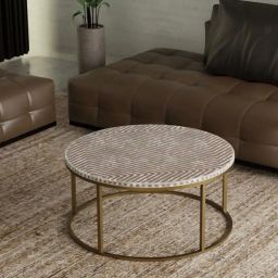 Casagold Harmony Vegan Shell Inlay Coffee Table With Stand - Brown image 3