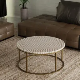 Casagold Harmony Vegan Bone Inlay Coffee Table With Stand - Brown image 3