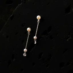 Accessorize London White Pearl Stud Chain Drop Earrings-image-26