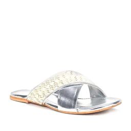 Scentra Women's Silver Cross Strap Sandals-picture-23