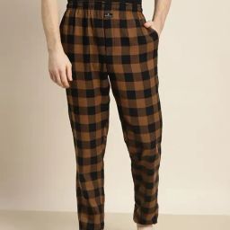 Hancock Black Cotton Regular Fit Checks Jogger Pants-image-31