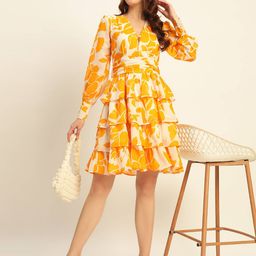 Mast & Harbour Floral Print Georgette A-Line Mini Dress-picture-29