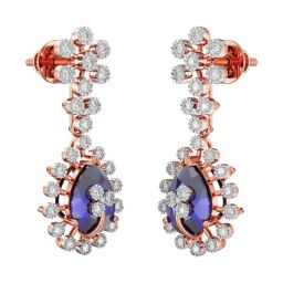 Joyalukkas 18k Gold & Diamond Serene Blue Blossoms Earrings-image-17