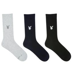 SocksXpress Playboy White Black & Blue Crew Socks Set of 3 Socks-28