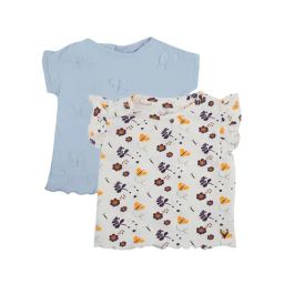 Allen Solly Junior Sky Blue & White Floral Print T-Shirt (Pack Of 2)-image-44