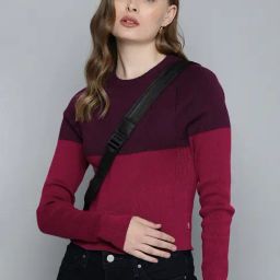 Levi's Magenta & Burgundy Color-Block Pullover-image-44