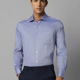 Louis Philippe Blue Cotton Regular Fit Shirt-image-74