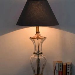 Kapoor Lamp Shades Brass Antique & Black Brass Dalston & Laid Cotton Shade Table Lamp-image-60