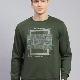 Monte Carlo Olive Regular Fit Printed Sweatshirt-image-62