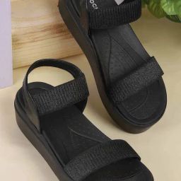 Mochi Women's Black Sling Back Sandals-image-35