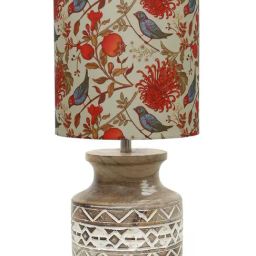 Homesake Multicolor Wood Pot-Shaped Table Lamp With Fabric Shade image 3