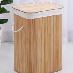 The Better Home Brown Striped Bamboo Laundry Bag With Lid-33