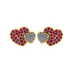 BIS Hallmarked 22k Yellow Gold Heart-shaped Stud Earrings with Ruby Detailing for Women & Girls-image-37