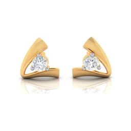 BIS Hallmarked 14k Yellow Gold A-shape American Diamond Stud Earrings for Women & Girls-image-20