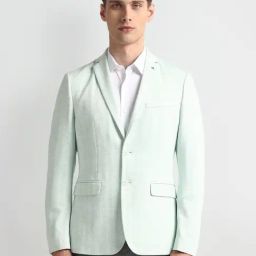 Arrow Green Slim Fit Self Pattern Blazer-image-89