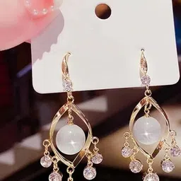 AKISON JEWELS Gold-Plated Pearl studded Drop Earrings-image-57