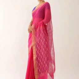 Taneira Pink Woven Saree With Unstitched Blouse-image-89