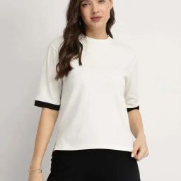 Fablestreet White Cotton Crew Neck T-Shirt-picture-3