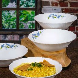 Cello White & Blue Opalware Snack Bowl (0.42 L) - Set of 6-image-47