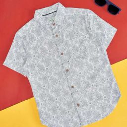 Pantaloons Junior Boys White Cotton Floral Print Shirt-image-69