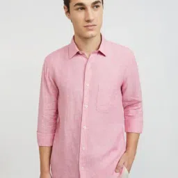 ColorPlus Red Linen Tailored Fit Texture Shirt-picture-36