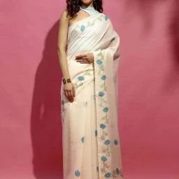 Navyasa By Liva Beige Floral Print Saree-image-42