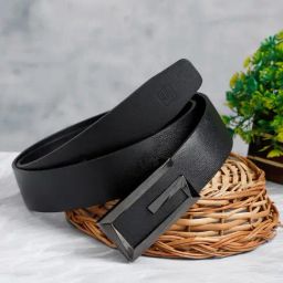 Carlton London Black Leather Textured Casual Belt for Men-image-69