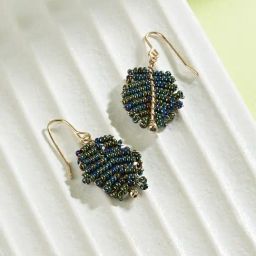 Accessorize London Blue Beaded Leaf Dangler Earrings-image-41