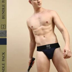 Zoiro Navy & Grey Jaspe Regular Fit Colour Block Briefs - Pack Of 2-image-61