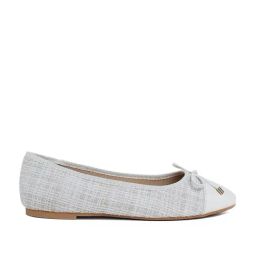London Rag Women's White Flat Ballets-image-0