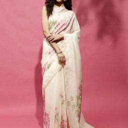 Navyasa By Liva Pink Floral Print Saree-image-54
