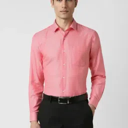 Peter England Pink Slim Fit Texture Shirt-picture-40