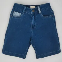 YOUMAA Boys Blue Cotton Solid Shorts-image-22