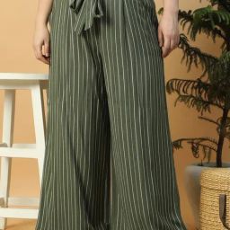 Oxolloxo Khaki Regular Fit Striped Trousers-picture-14