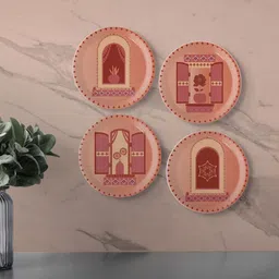 nestroots Red & Peach Vibrant Bohemian Printed Wall Plate Decor-picture-23