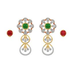 Joyalukkas 18k Gold & Diamond Elegant Floral Cascade Earrings-image-62